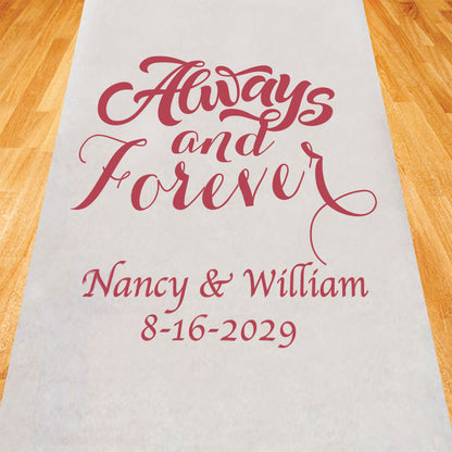 Always And Forever Personalized Wedding Aisle Runner