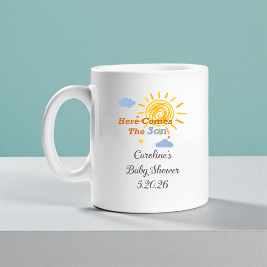 Here Comes The Son Personalized Ceramic Coffee Mugs - Set of 12