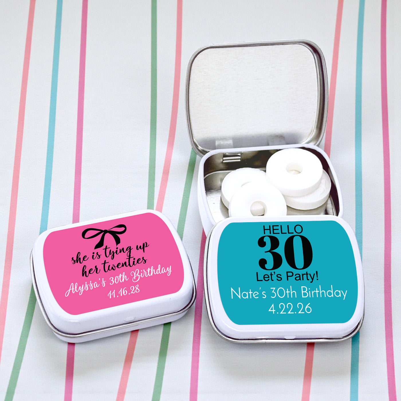 30th Birthday Personalized Mint Tins - Set of 10
