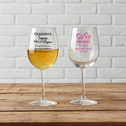 Retirement Personalized Wine Glass with Stem - Set of 24