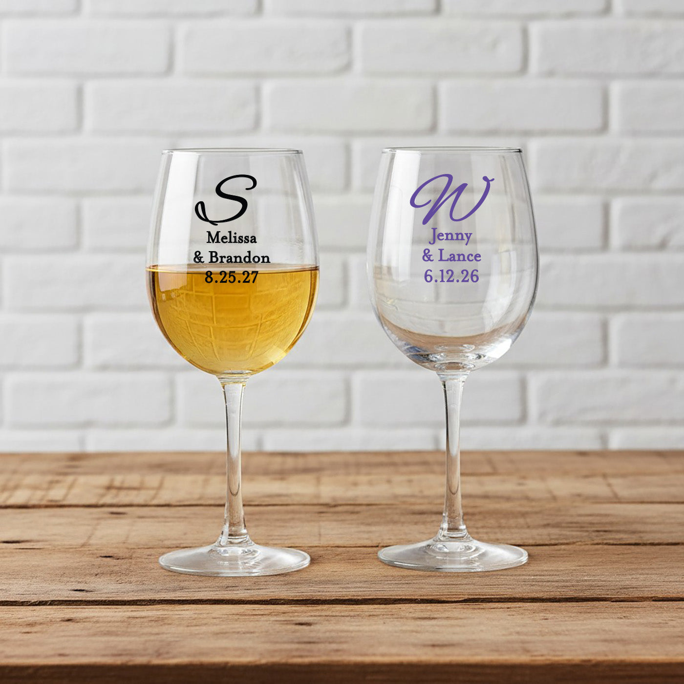 Monogram Script Personalized Wine Glass with Stem - Set of 24