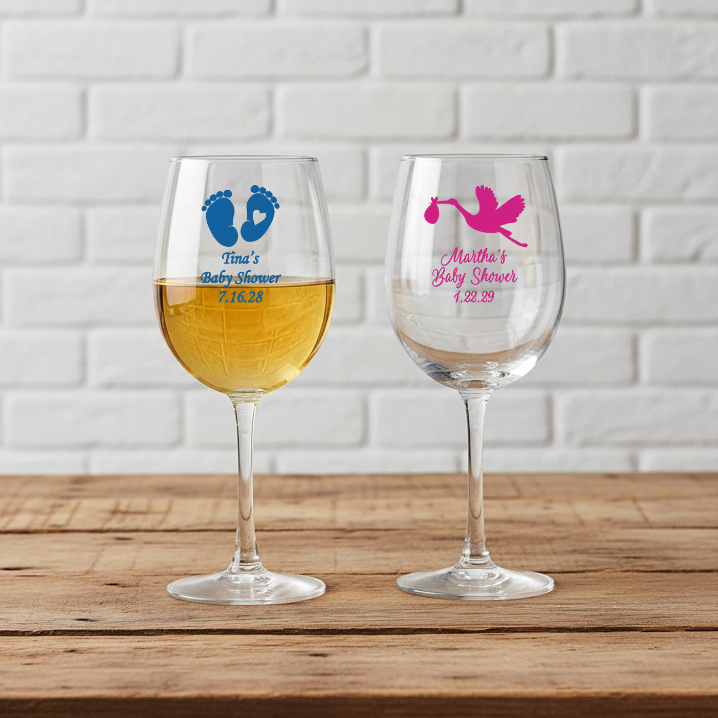 Baby Shower Personalized Wine Glass with Stem - Set of 24