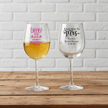 Bridal Shower Personalized Wine Glass with Stem - Set of 24