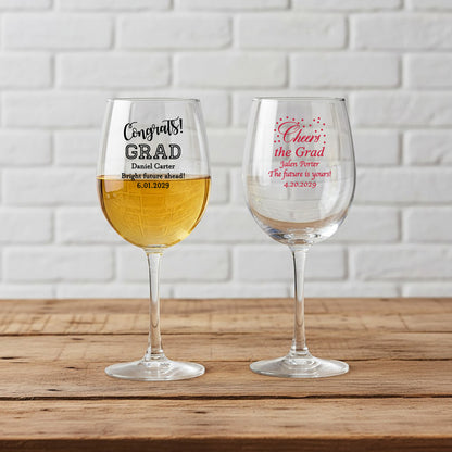Graduation Personalized Wine Glass - Set of 24
