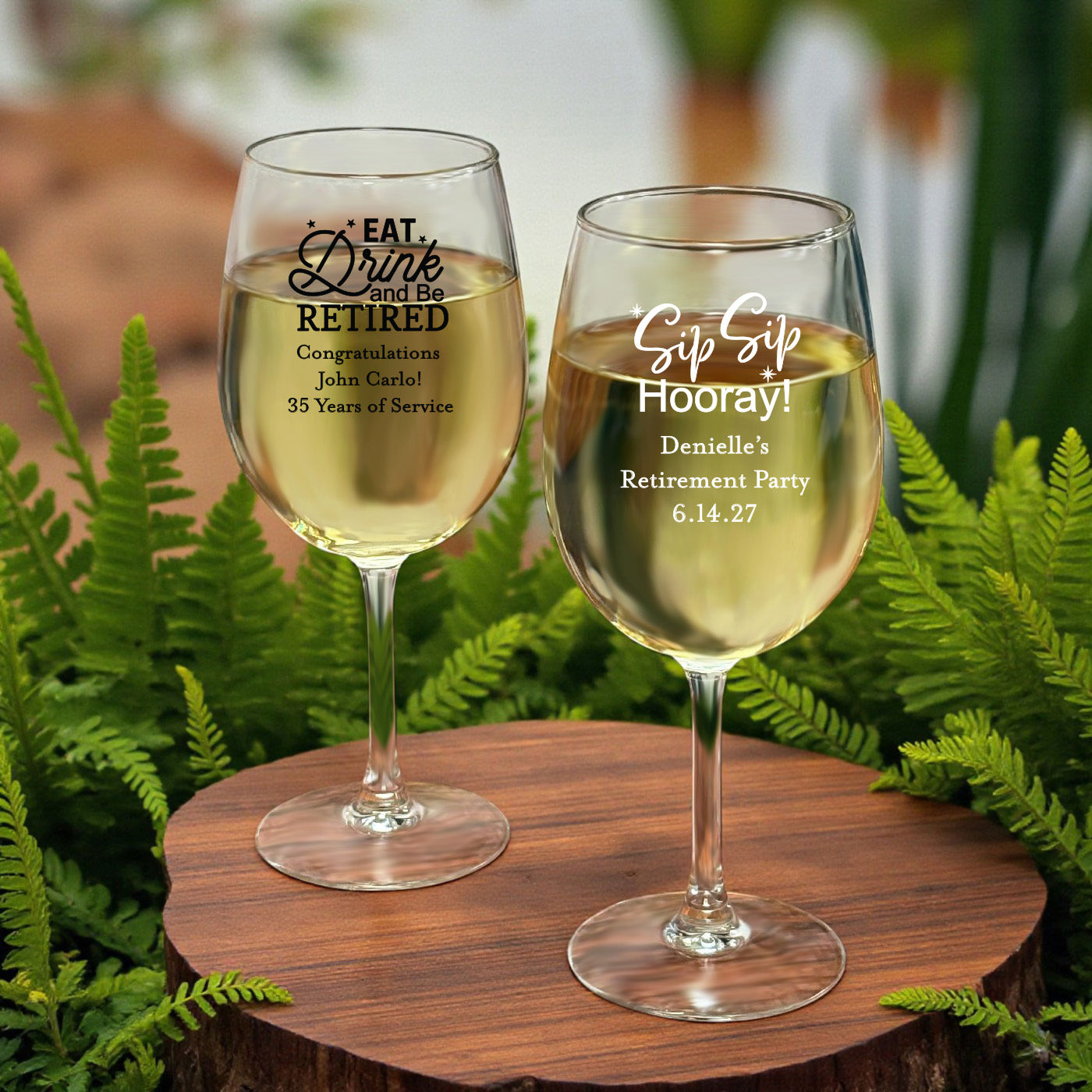 Retirement Personalized Wine Glass with Stem - Set of 24