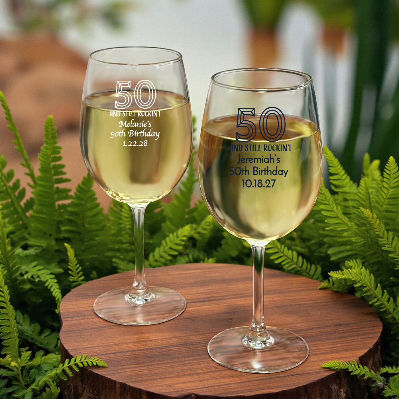 50th Birthday Personalized Wine Glass with Stem - Set of 24