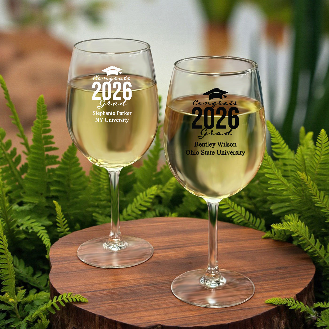 Congrats Grad Personalized Wine Glass with Stem - Set of 24