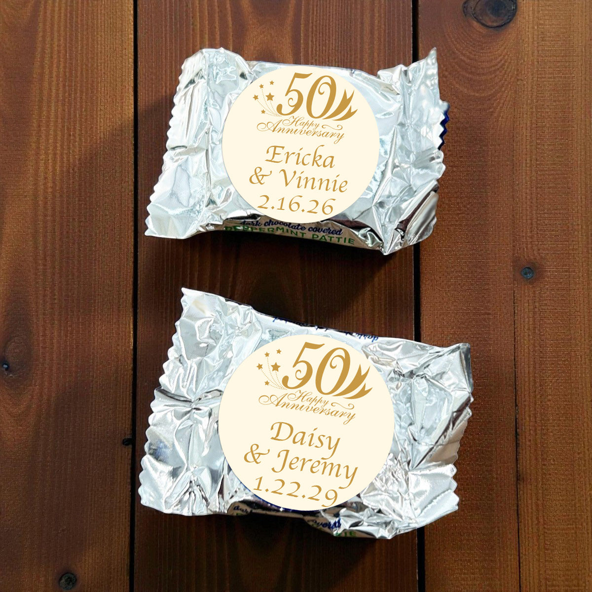 50th Wedding Anniversary Personalized York Peppermint Pattie - Set of 30