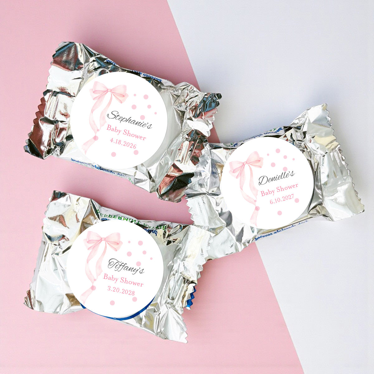 Pink Bow Personalized York Peppermint Pattie - Set of 30