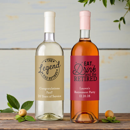 Retirement Personalized Wine Bottle Labels - Set of 12