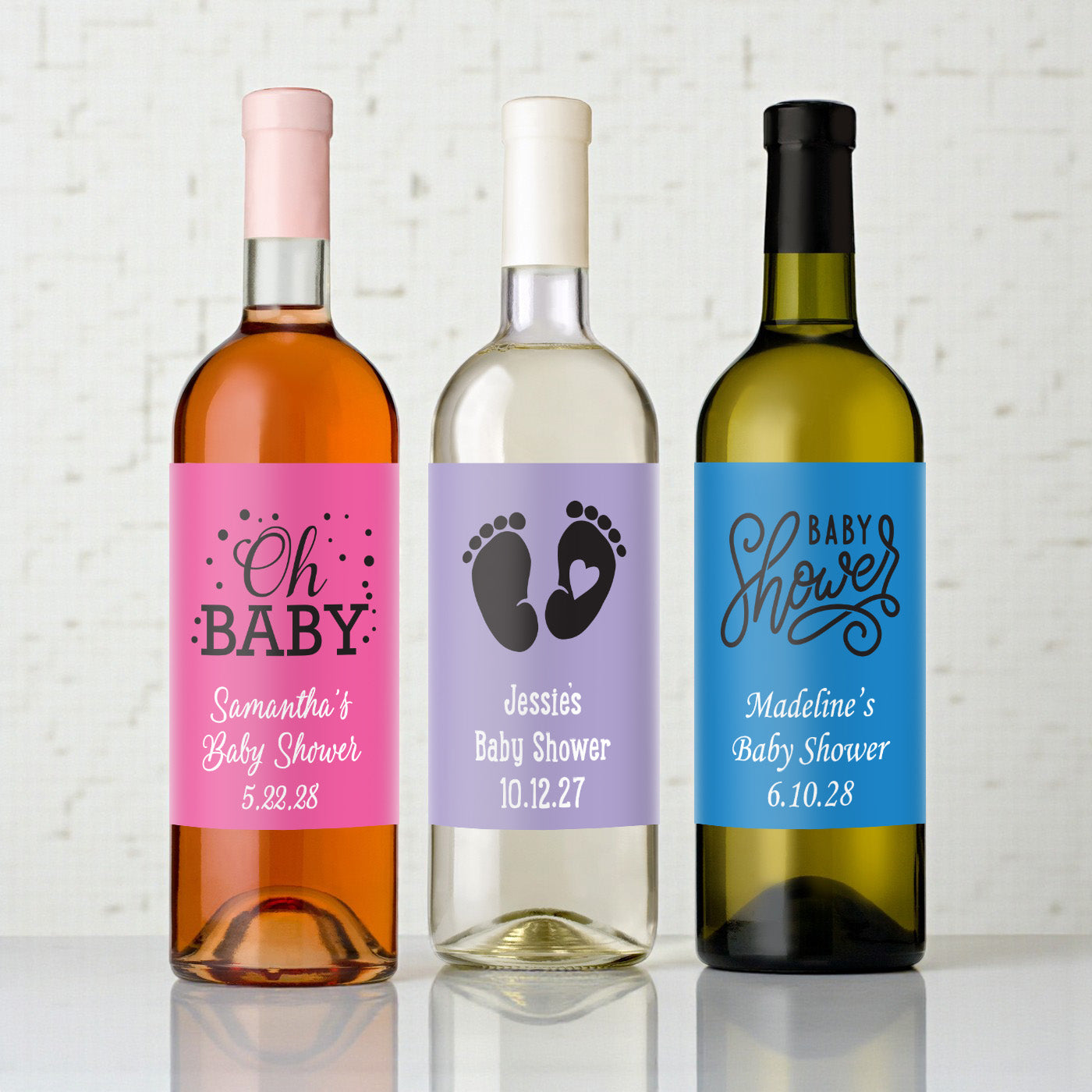 Baby Shower Personalized Wine Bottle Labels - Set of 12