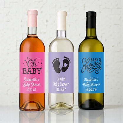 Baby Shower Personalized Wine Bottle Labels - Set of 12