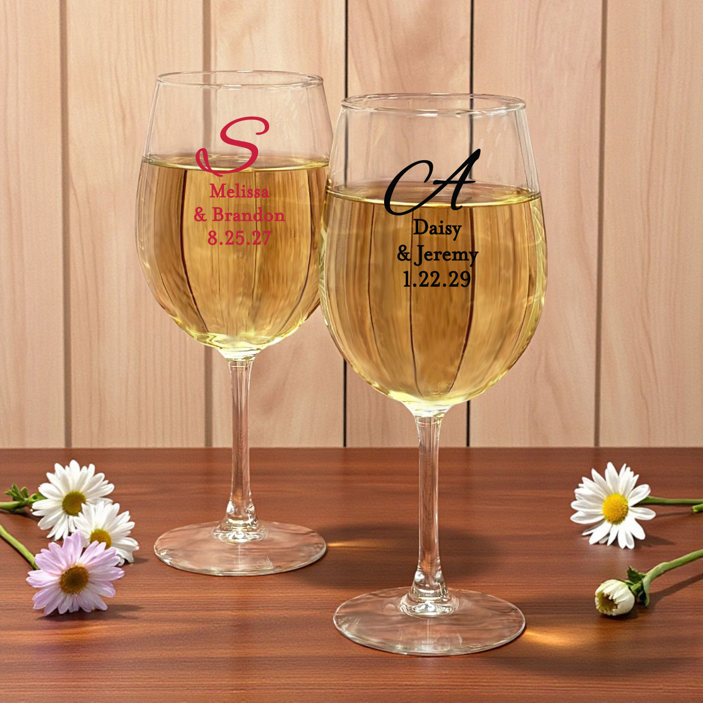 Monogram Script Personalized Wine Glass with Stem - Set of 24